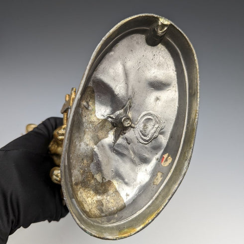 1900年頃 アンティーク ブロンズ製 懐中時計ホルダ ピットブル彫像